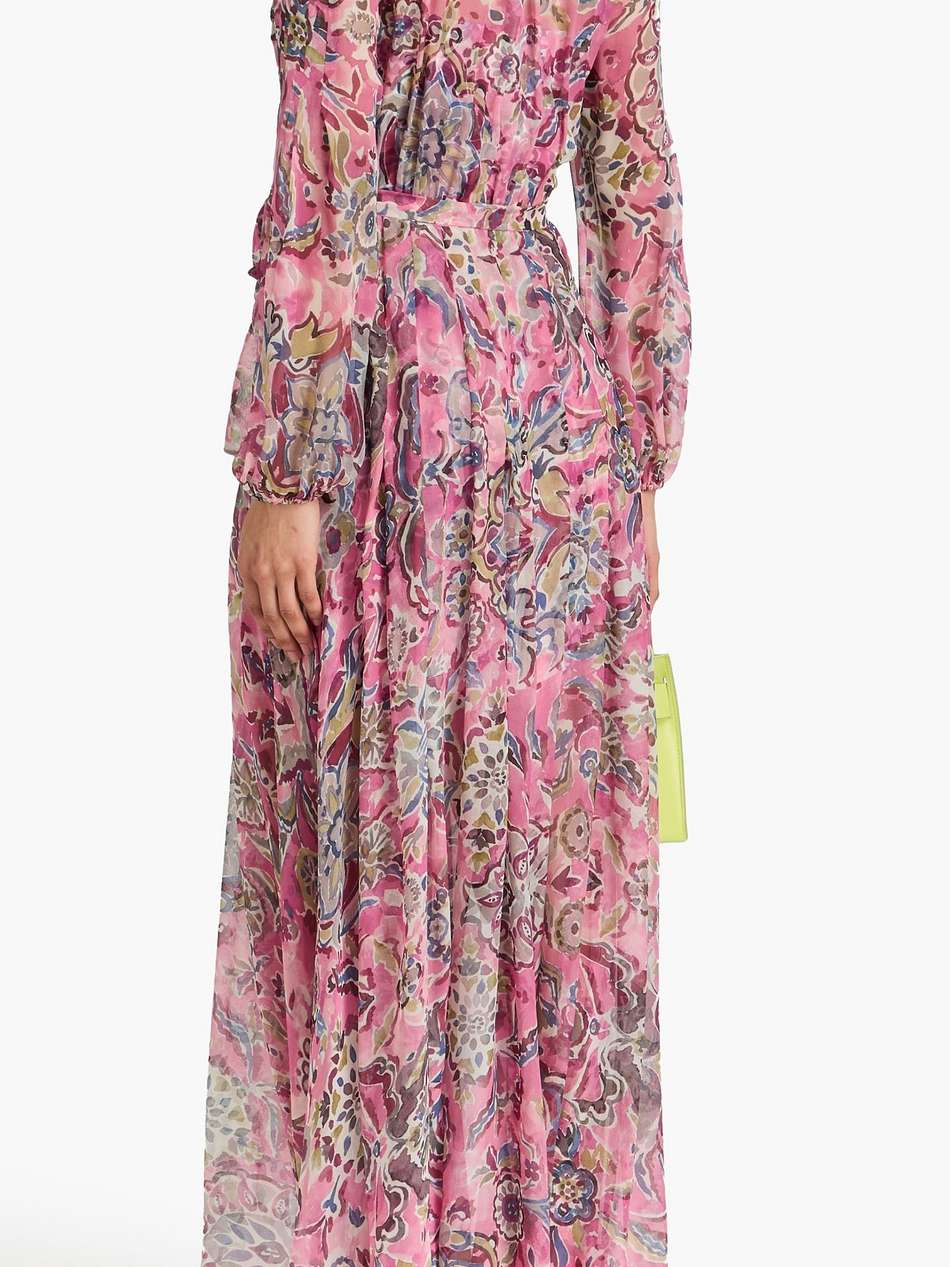 elvita gathered silk-chiffon maxi dress