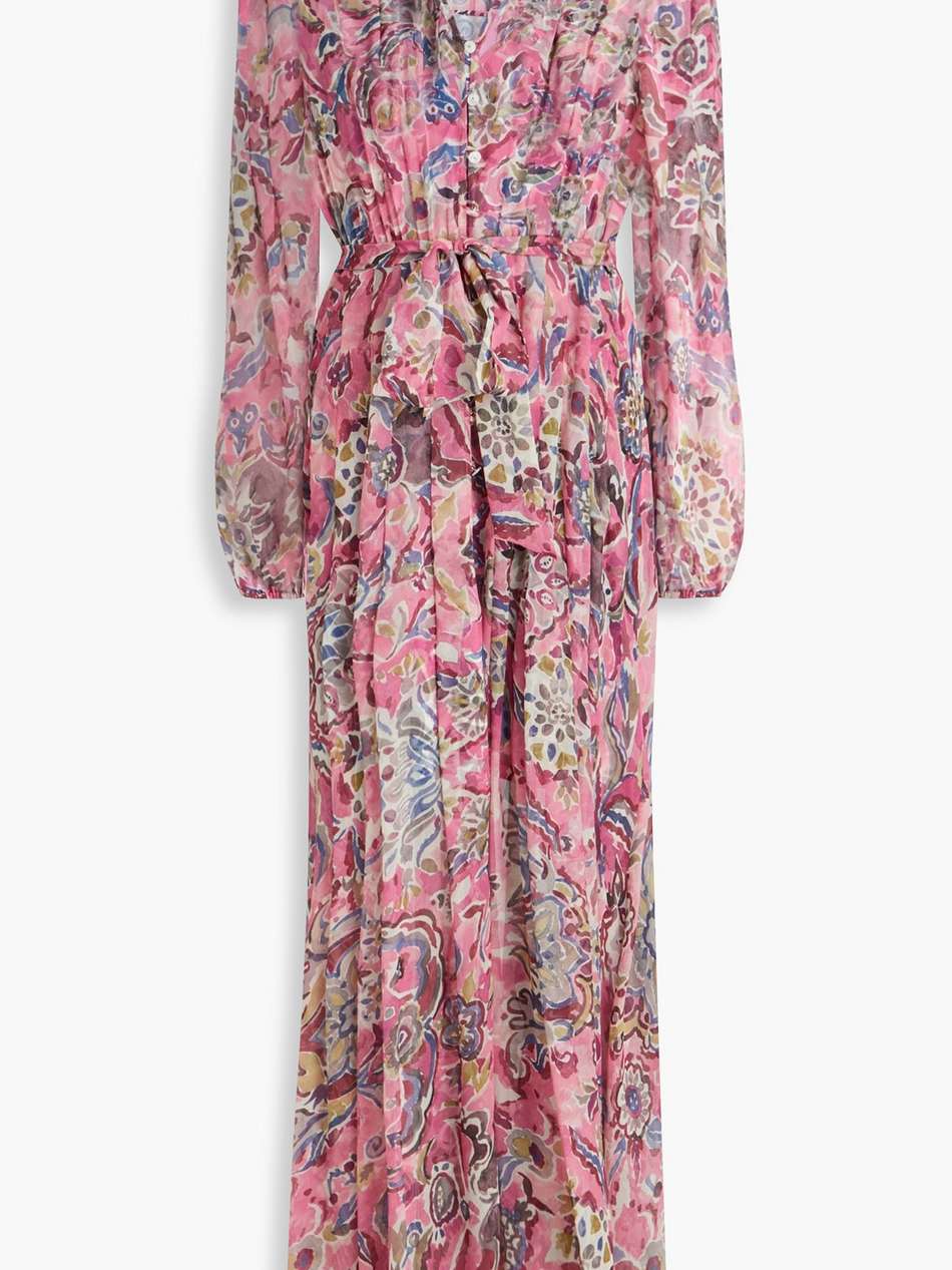 elvita gathered silk-chiffon maxi dress
