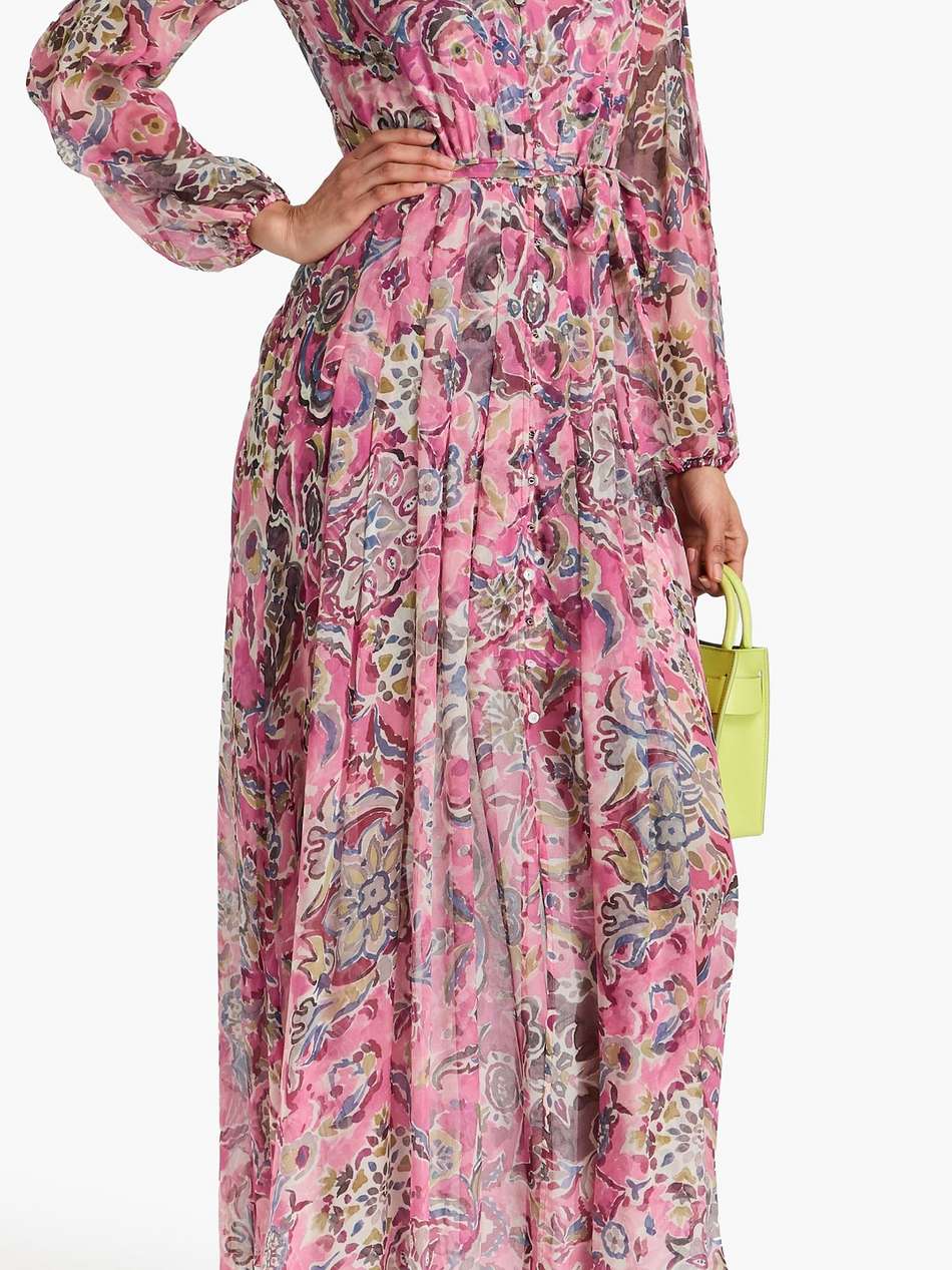 elvita gathered silk-chiffon maxi dress