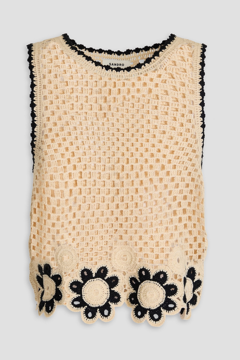 Sandro Scalloped Crochet-knit Top