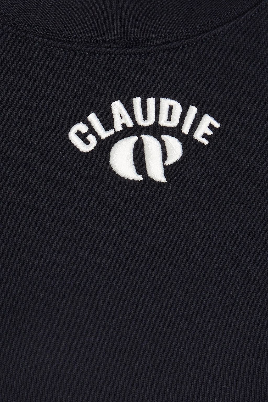 CLAUDIE PIERLOT سويت شيرت مصنوع من قطن تيري الفرنسي المطاطي بتصميم مطرّز