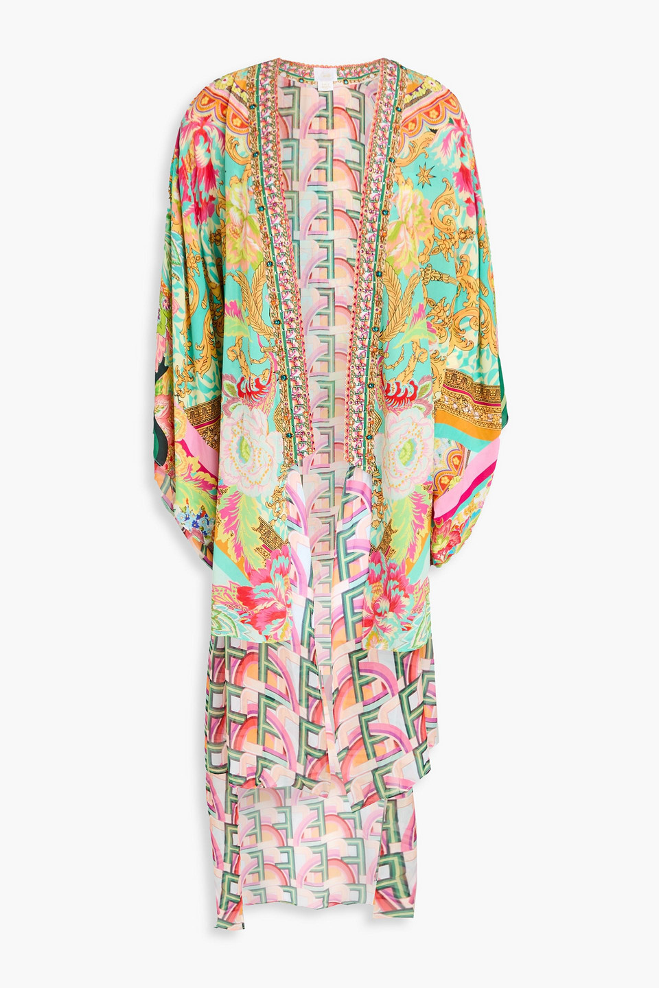 Camilla Crystal-embellished Printed Silk Crepe De Chine Kimono In Multicolor