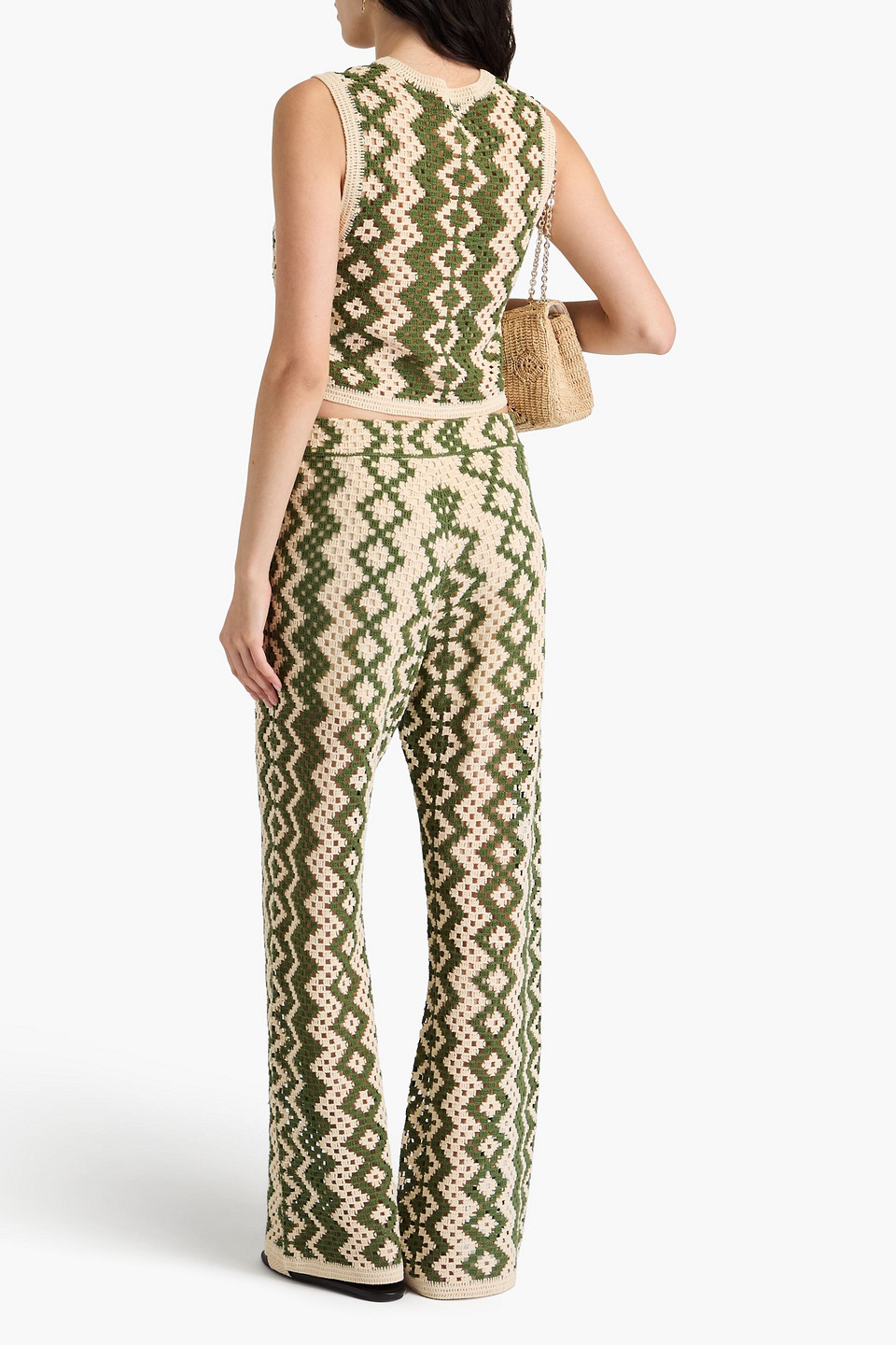 SANDRO CROPPED CROCHETED COTTON-BLEND TOP