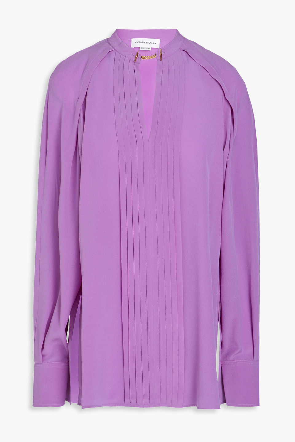 Victoria Beckham Pintucked Silk Crepe De Chine Blouse In Violet