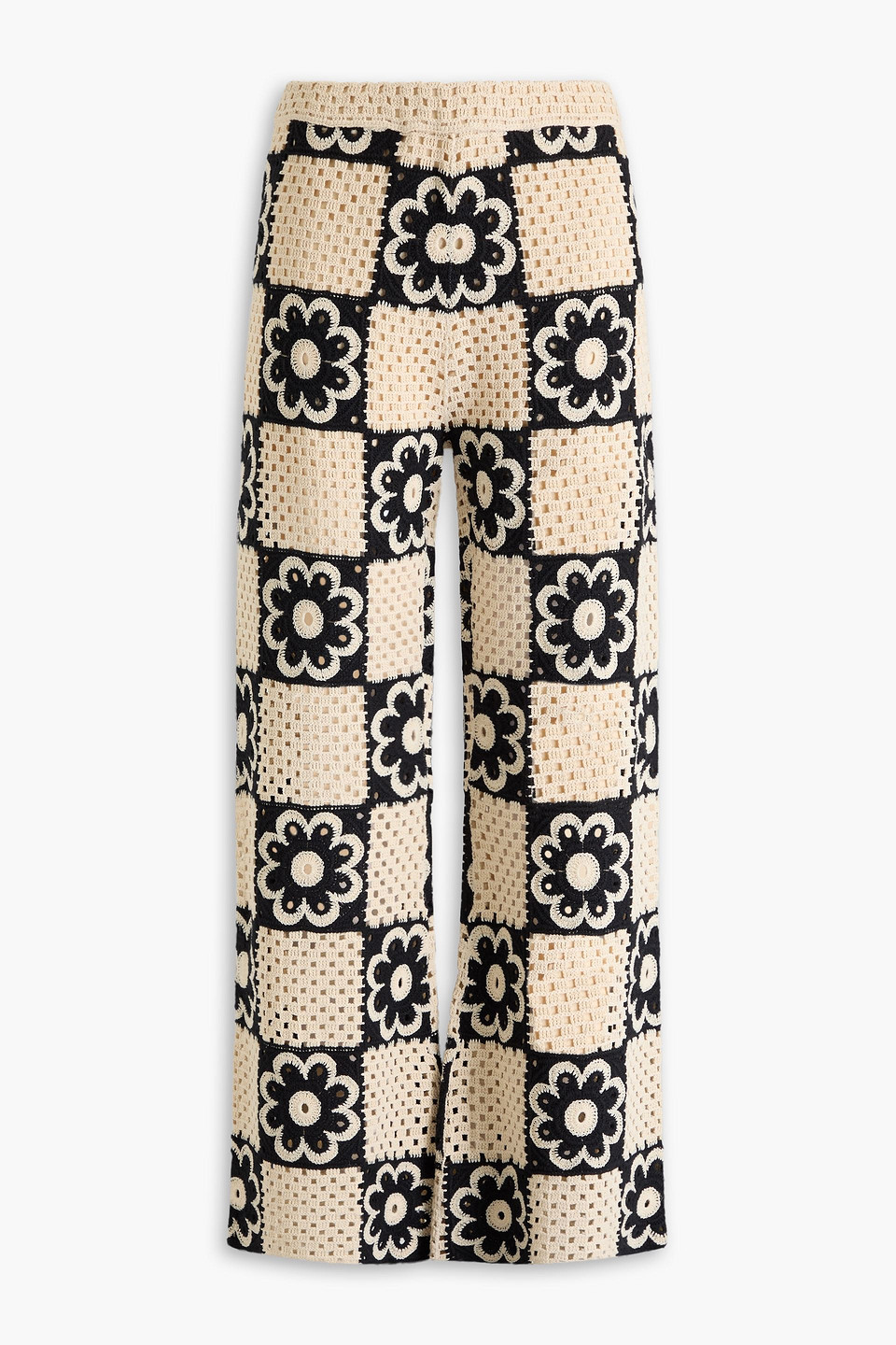 Sandro Crochet-knit Cotton-blend Flared Pants