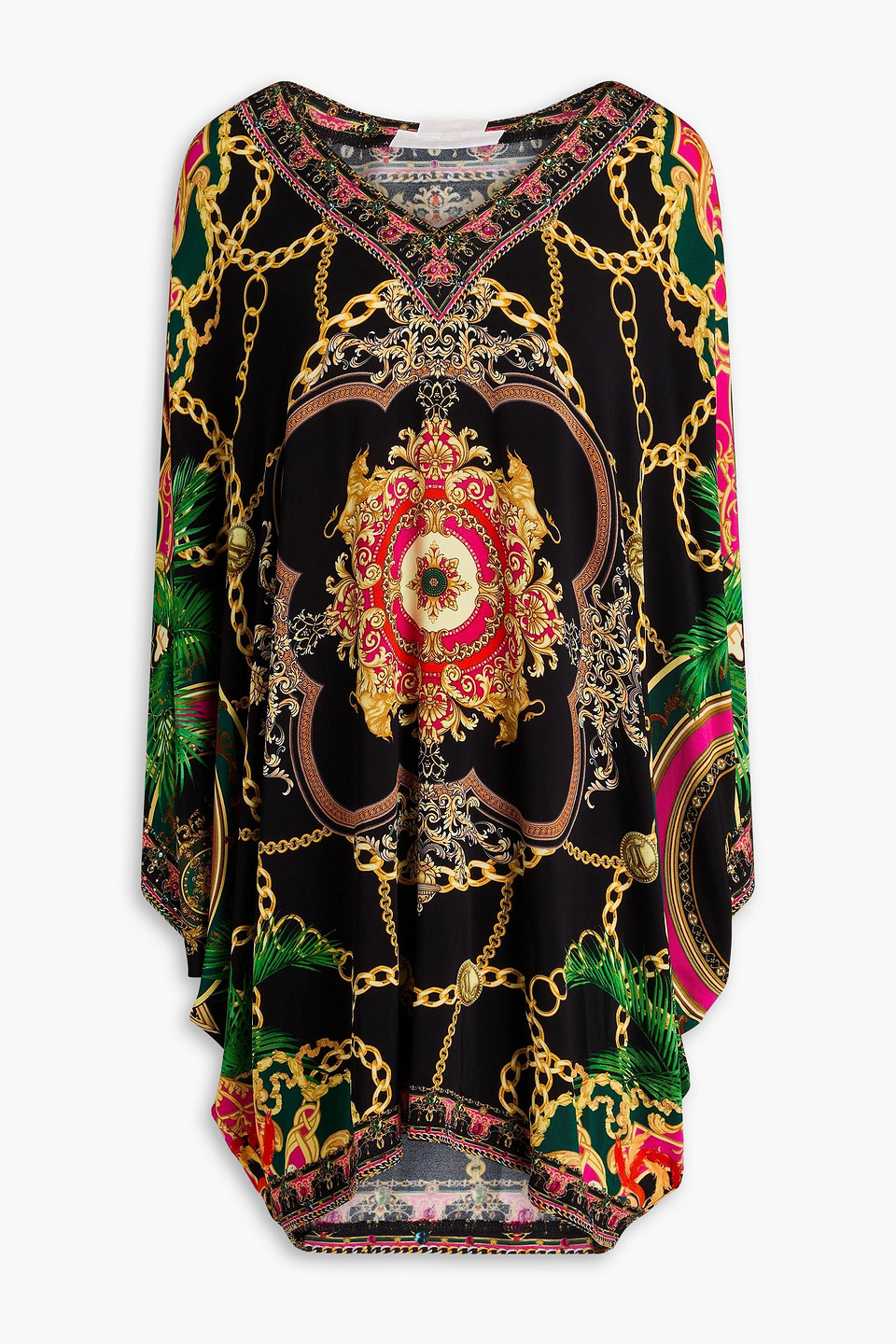 Camilla Crystal-embellished Printed Stretch-jersey Kaftan In Multi