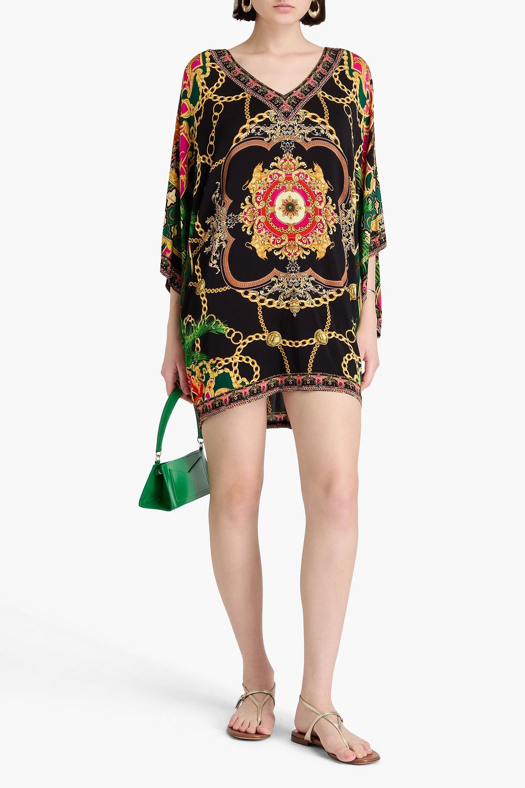 CAMILLA Crystal-embellished printed stretch-jersey kaftan