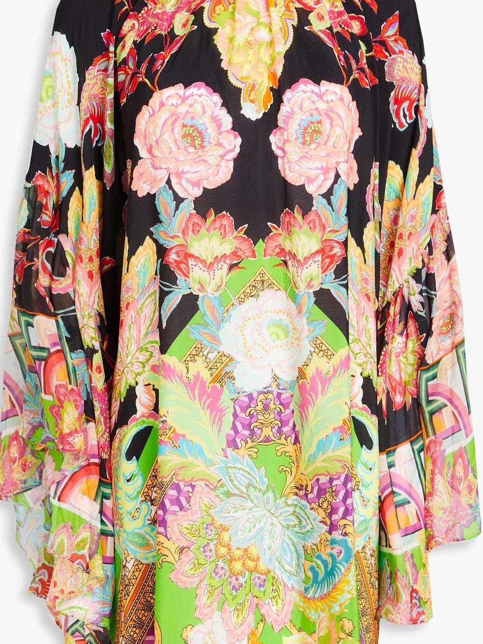 ruffled printed silk crepe de chine mini dress