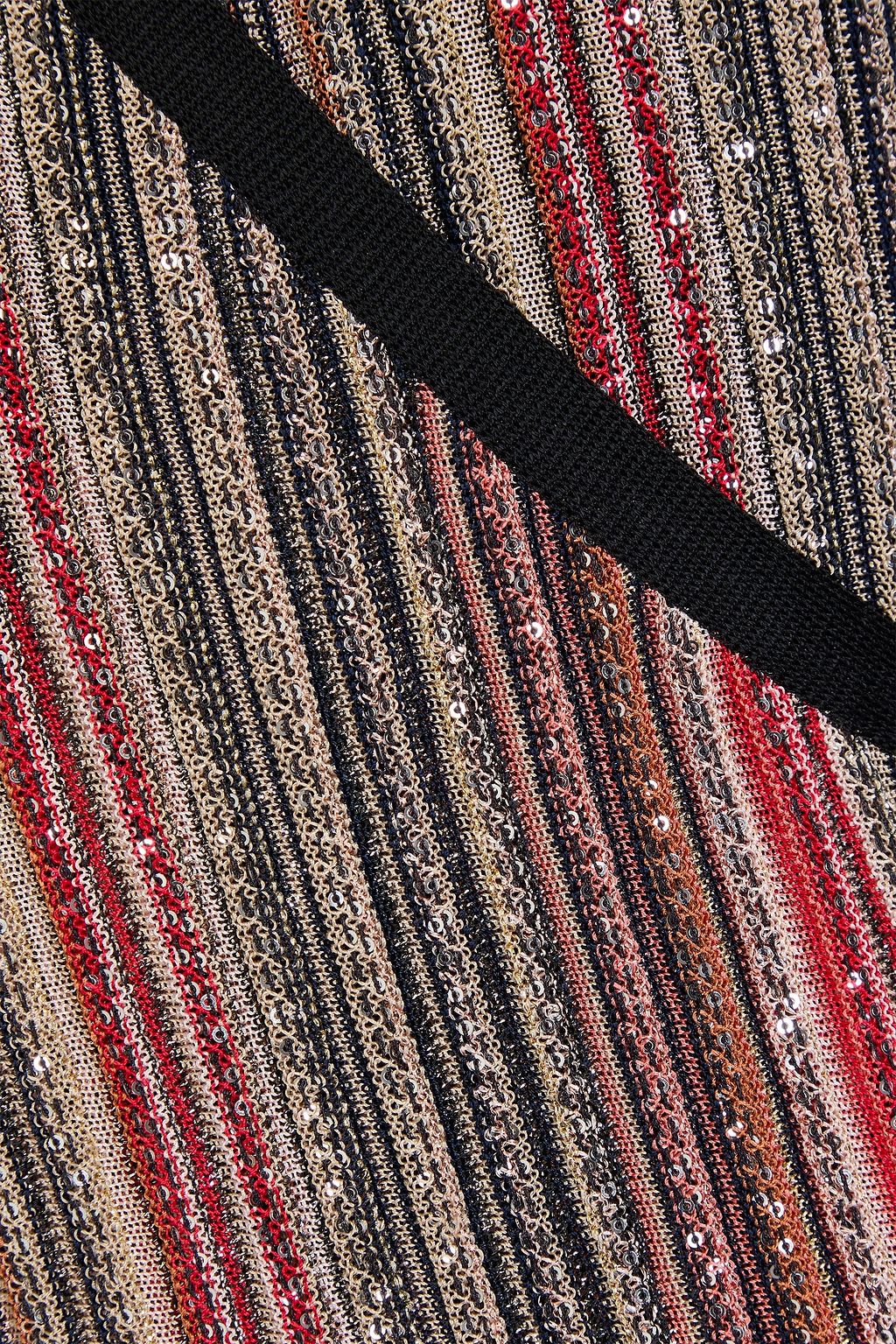 MISSONI فستان مخطط طويل بتصميم ملفوف من نسيج بحبكة مضلّعة بتصميم مزركش