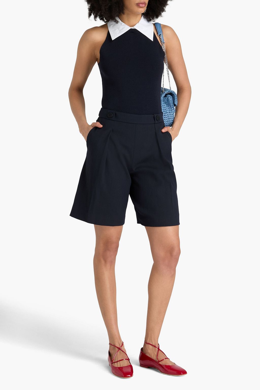 CLAUDIE PIERLOT شورت من التويل مزين بكسرات