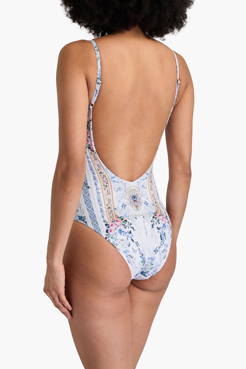 CAMILLA Embellished printed underwired swimsuit