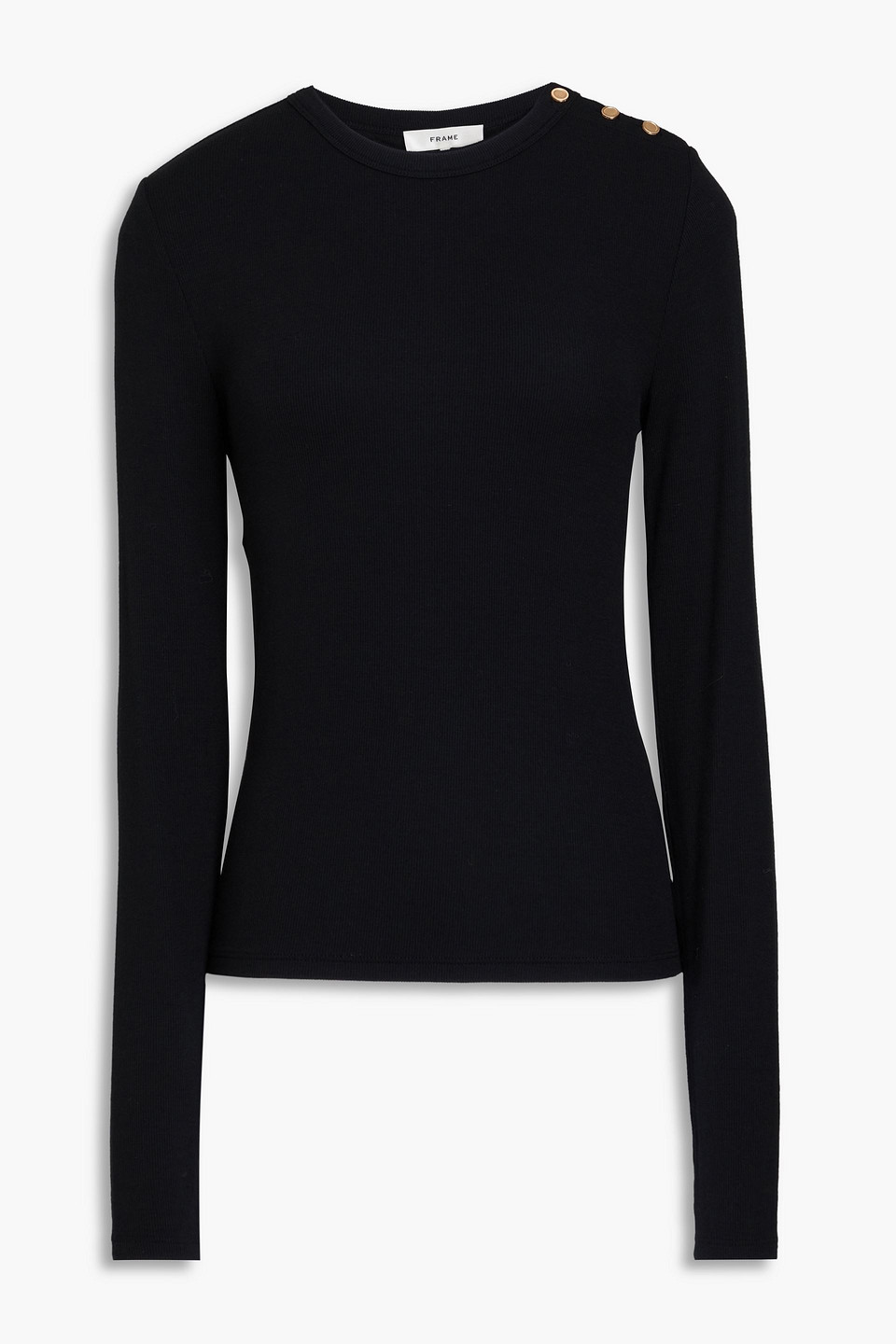 Frame Oberteil Aus Geripptem Jersey In Schwarz