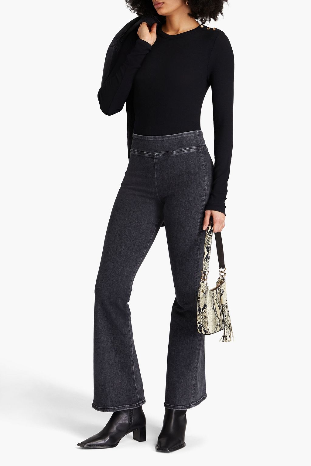FRAME Ribbed stretch-modal jersey top
