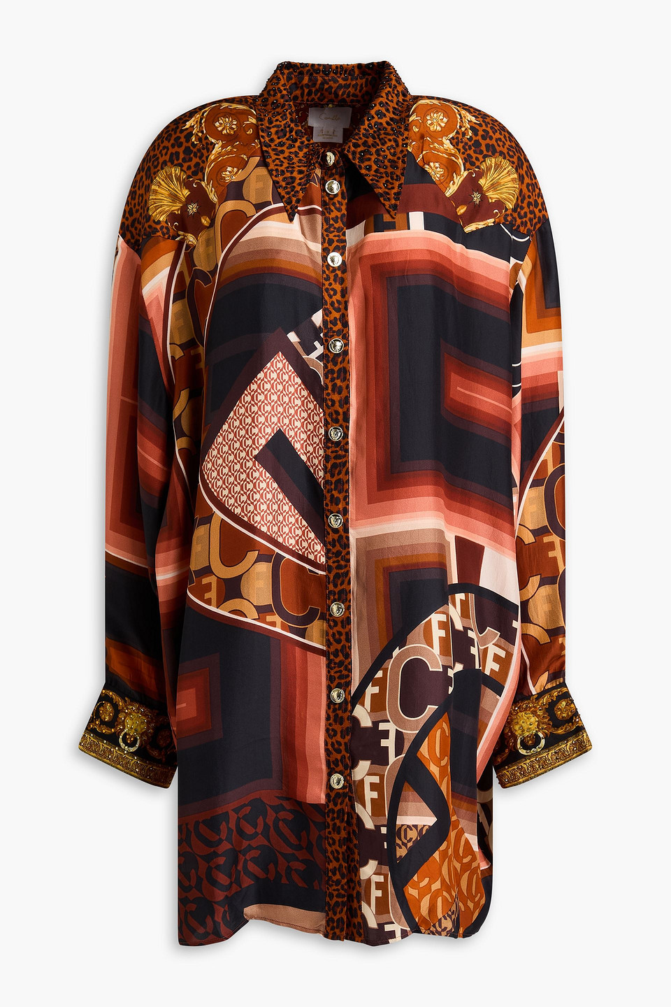 Camilla Crystal-embellished Printed Silk-twill Shirt In Multicolor