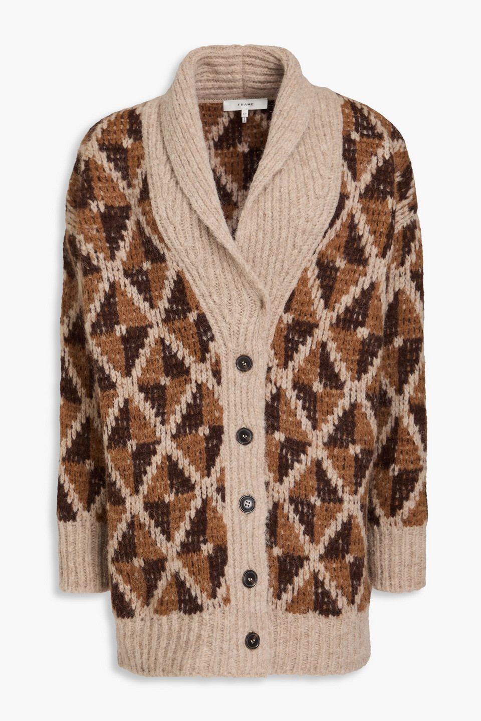 Frame Cardigan Aus Einer Alpakamischung Mit Intarsienmuster In Braun