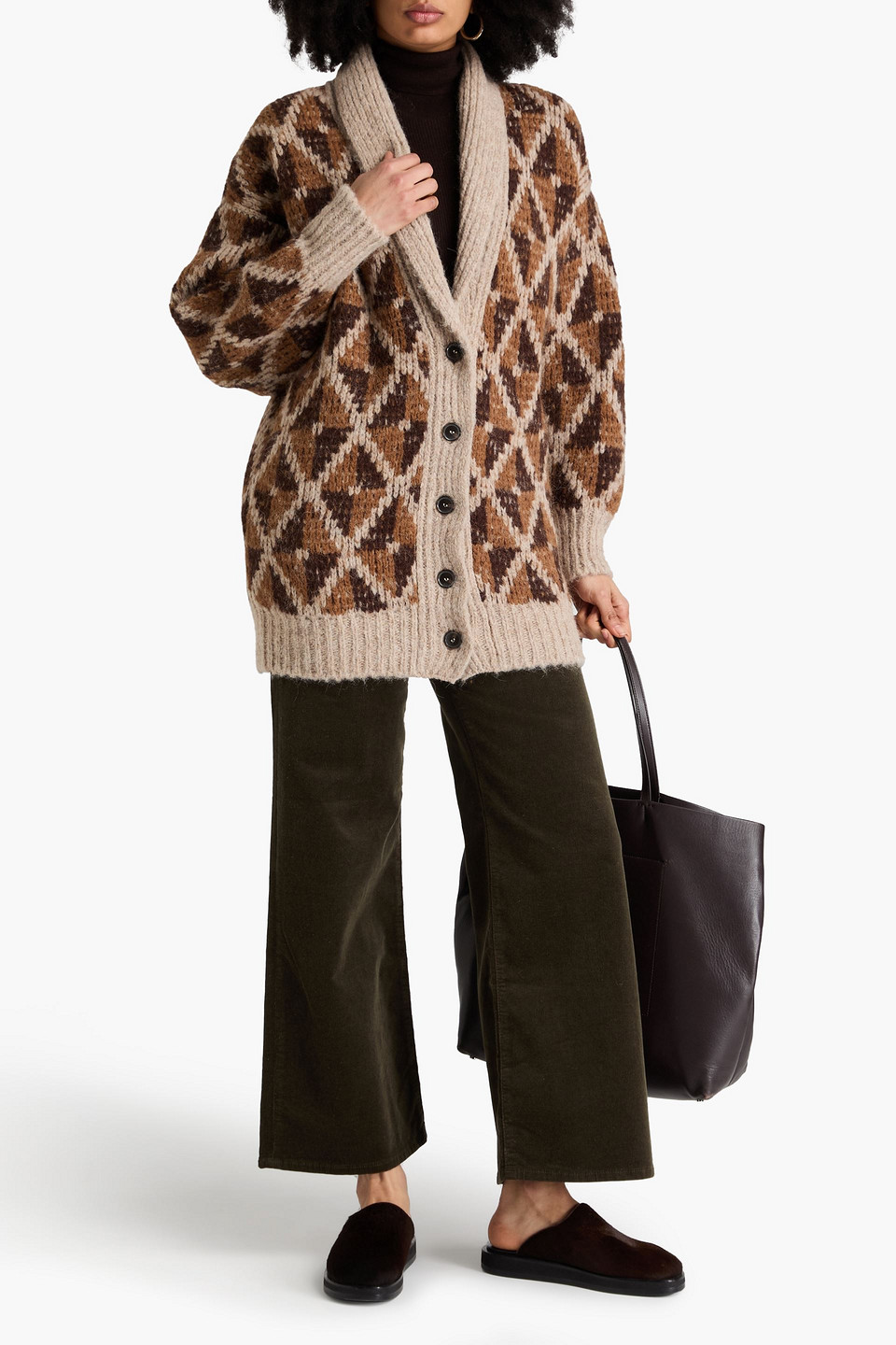  Frame - Cardigan Aus Einer Alpakamischung Mit Intarsienmuster - Braun - Xs 