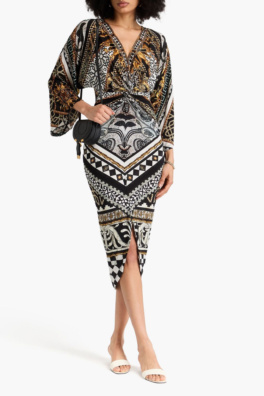 CAMILLA Crystal-embellished printed stretch-jersey midi dress