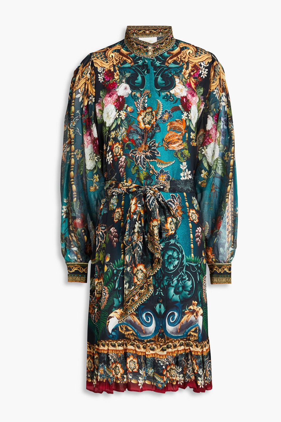 Camilla Crystal-embellished Printed Silk Crepe De Chine Mini Dress In Multicolor