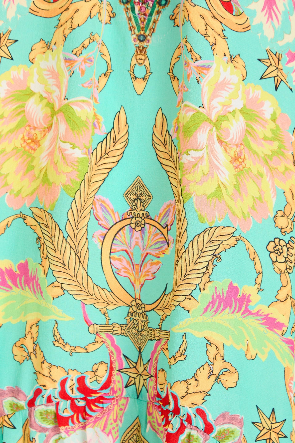 Camilla Crystal-embellished Printed Silk Crepe De Chine Midi Dress In Türkis