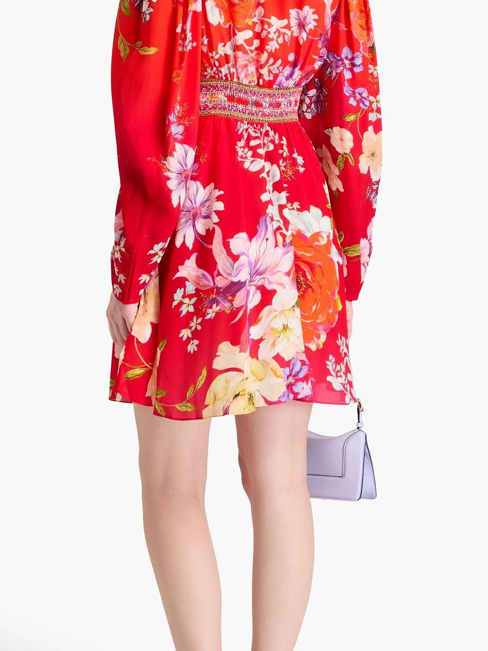 crystal-embellished floral-print silk crepe de chine mini dress