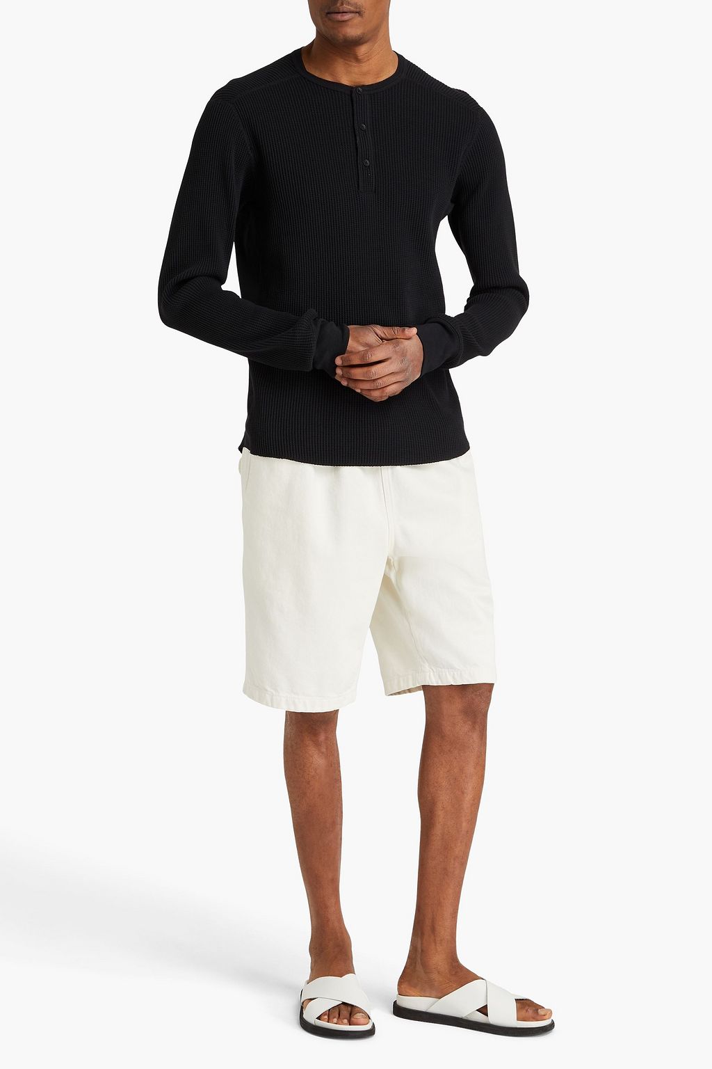 RAG & BONE Devon T-Shirt aus Baumwolle in Waffelstrick mit Henley-Kragen