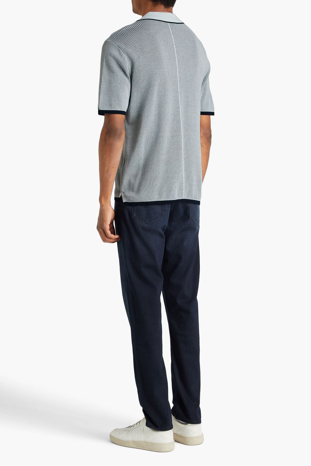 RAG & BONE Harvey ribbed cotton-blend polo shirt
