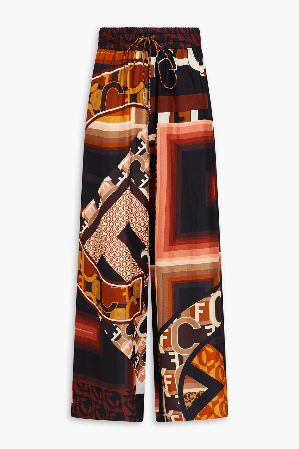 Camilla Embellished Printed Silk-twill Wide-leg Pants In Multicolor