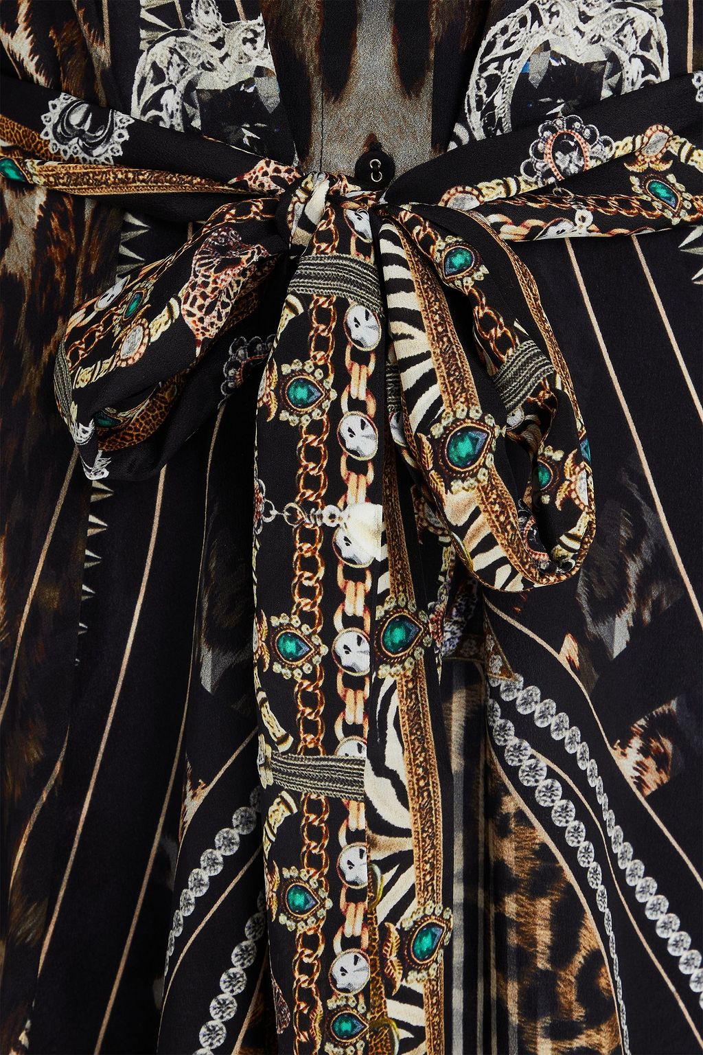 CAMILLA Minikleid aus Crêpe de Chine aus Seide und Voile mit Print und Gürtel