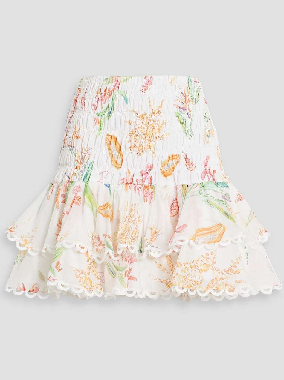 gladi ruffled printed cotton-blend voile mini skirt