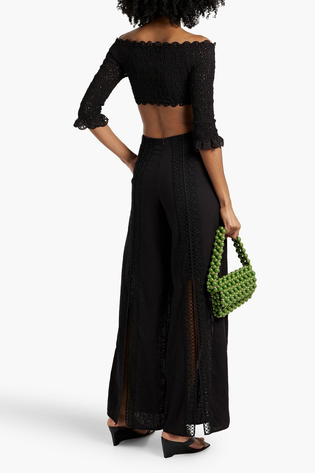 CHARO RUIZ IBIZA Off-the-shoulder cropped broderie anglaise cotton-blend top
