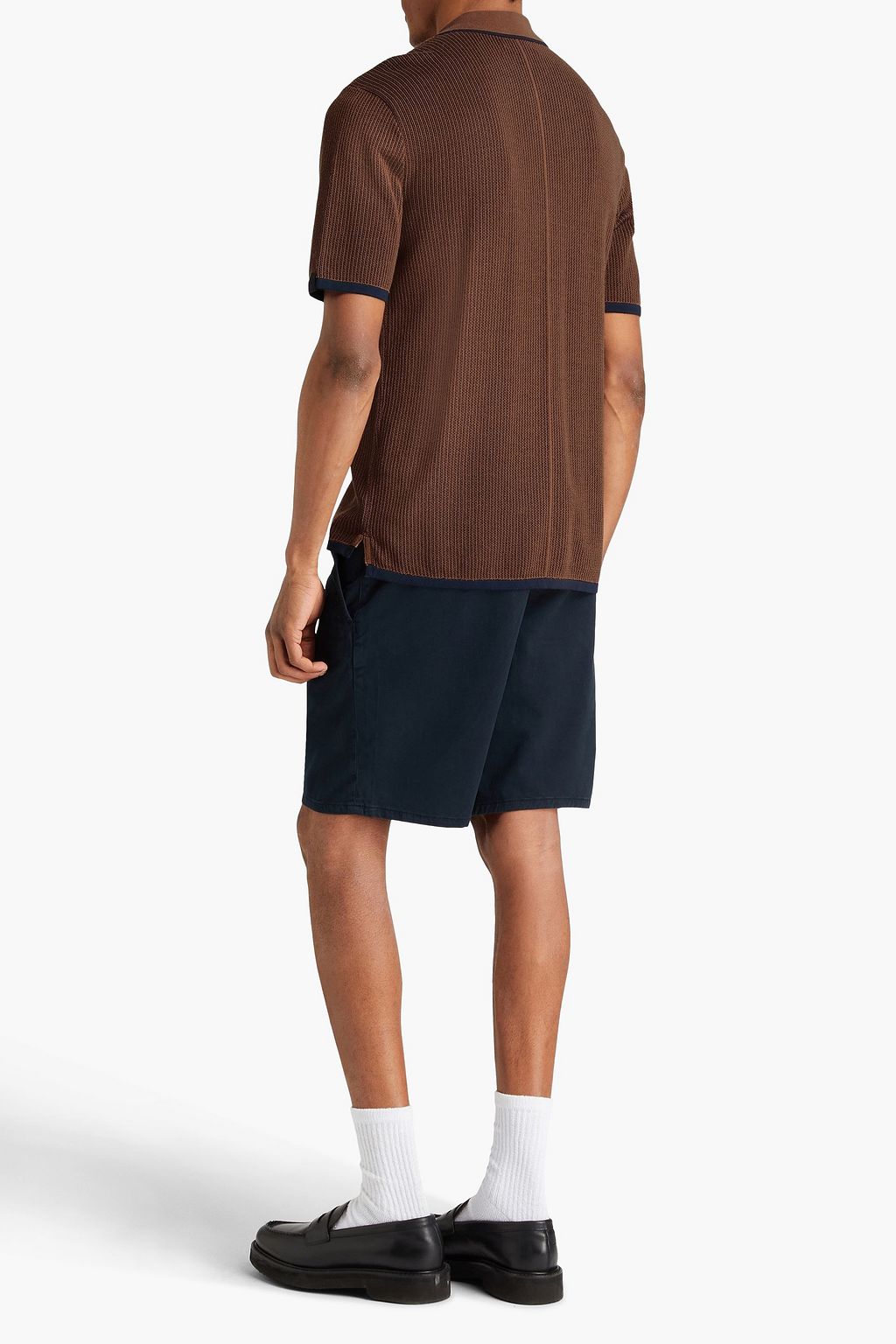 RAG & BONE Harvey ribbed cotton-blend polo shirt