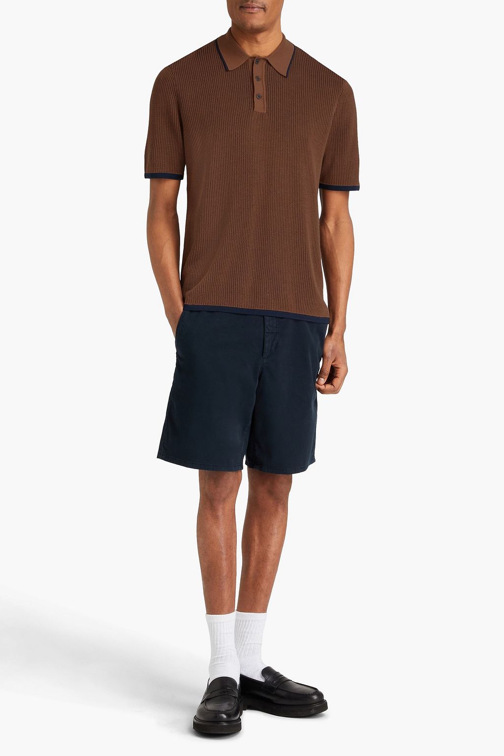 RAG & BONE Harvey ribbed cotton-blend polo shirt