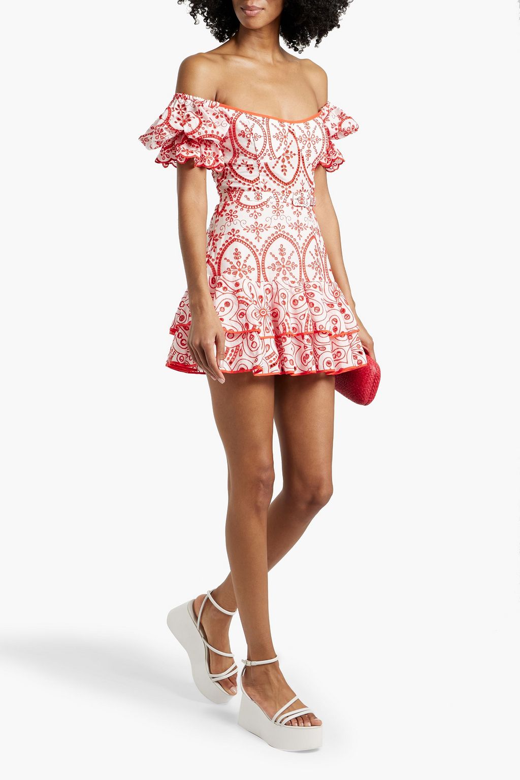 CHARO RUIZ IBIZA Jean belted broderie anglaise cotton-blend mini dress