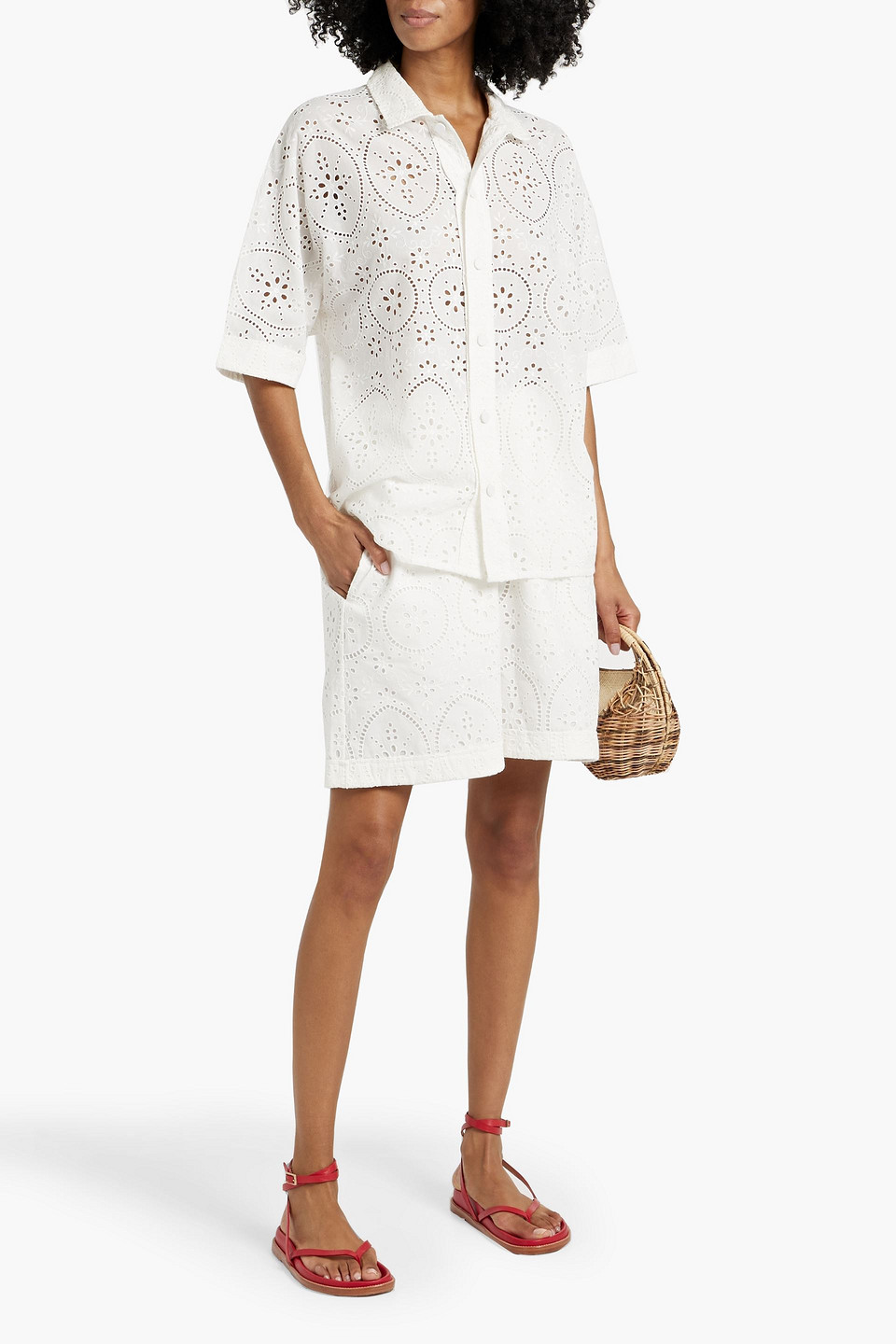 Charo Ruiz Broderie Anglaise Cotton-blend Shirt In White