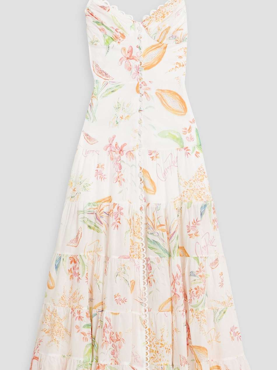 melia tiered printed cotton-blend voile maxi dress