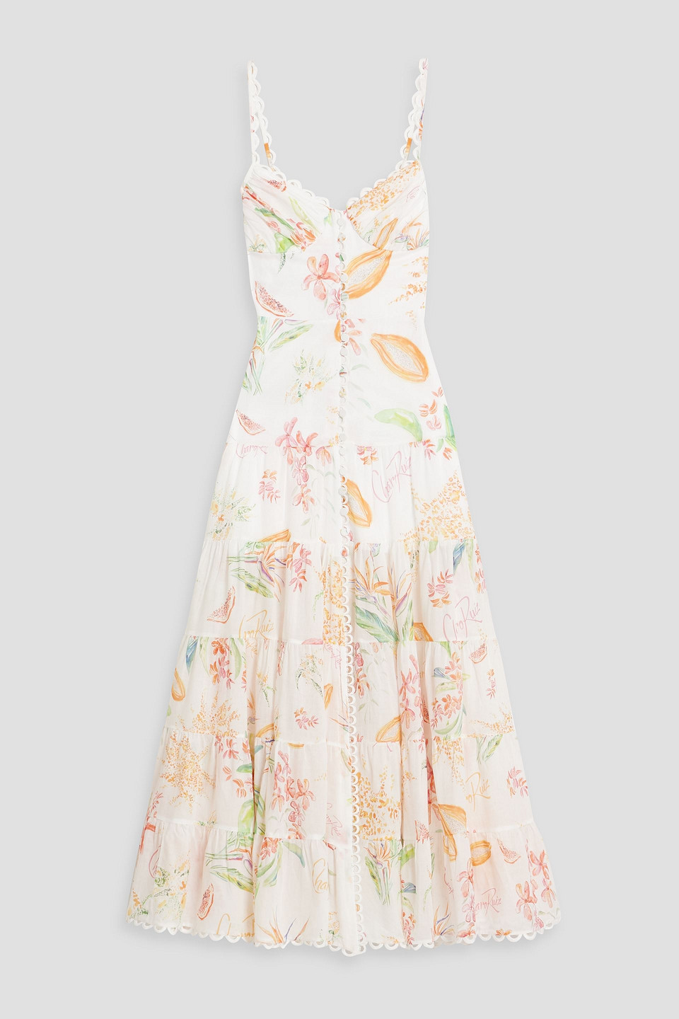 Melia tiered printed cotton-blend voile maxi dress
