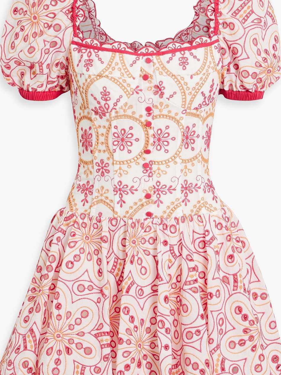 yara broderie anglaise cotton-blend mini dress