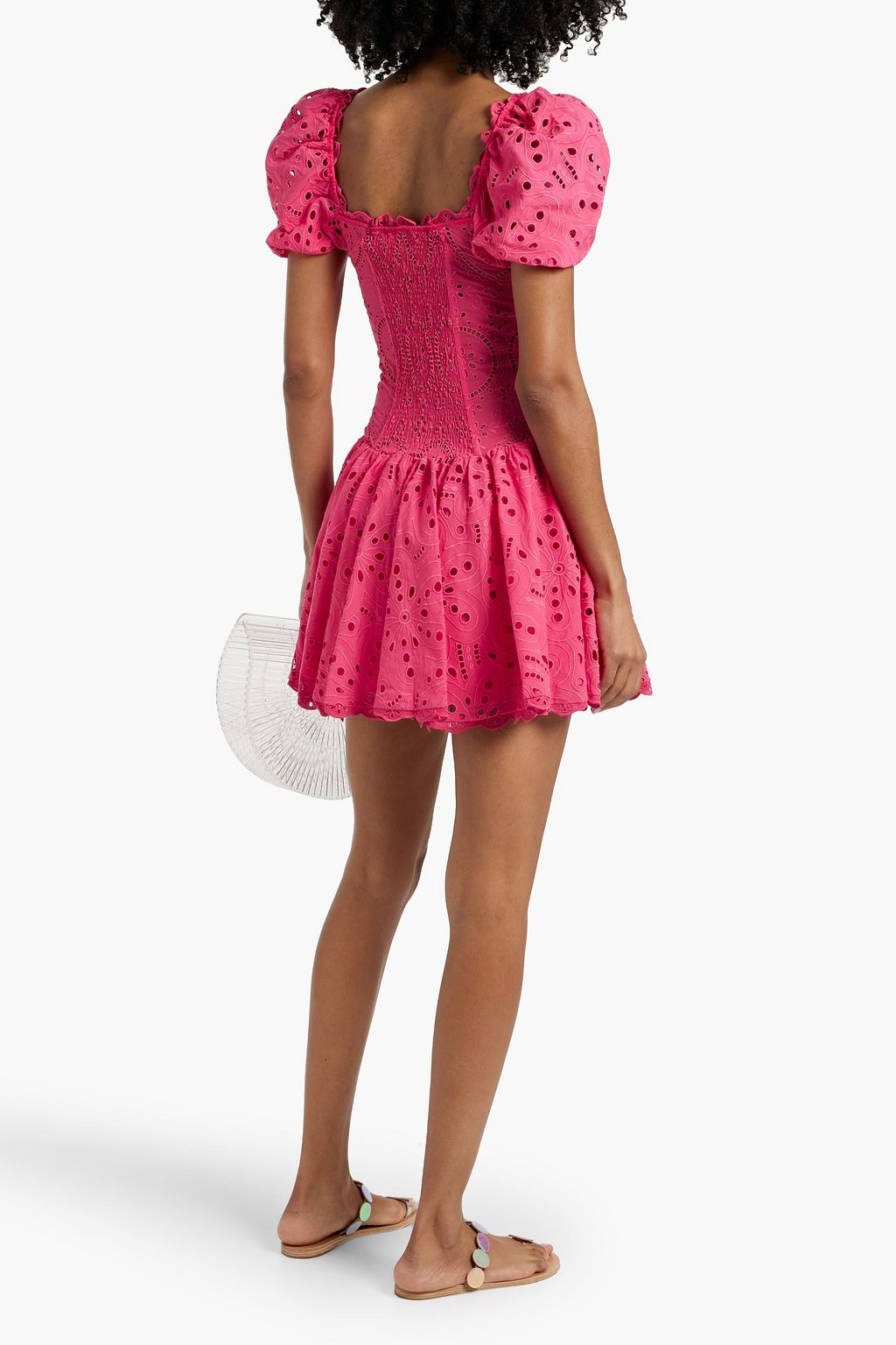 CHARO RUIZ IBIZA Yara pleated broderie anglaise cotton-blend mini dress