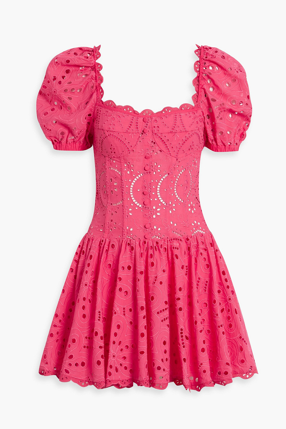 Charo Ruiz Yara Broderie Anglaise Cotton-blend Mini Dress In Fuchsia