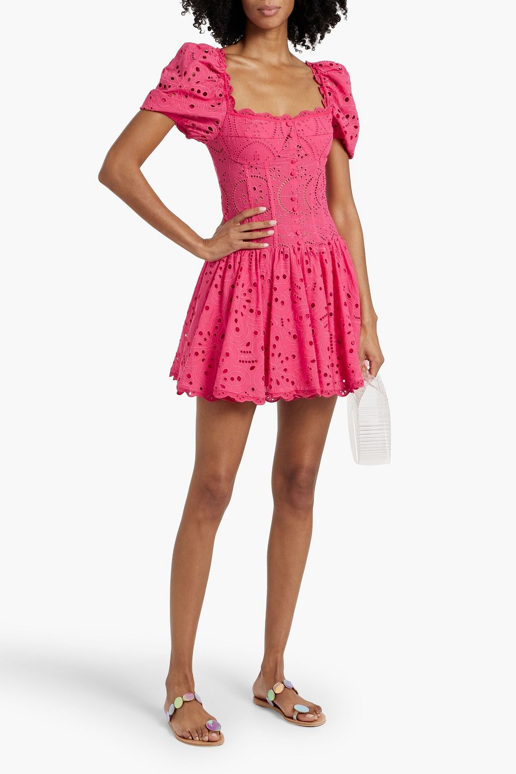 CHARO RUIZ IBIZA Yara pleated broderie anglaise cotton-blend mini dress