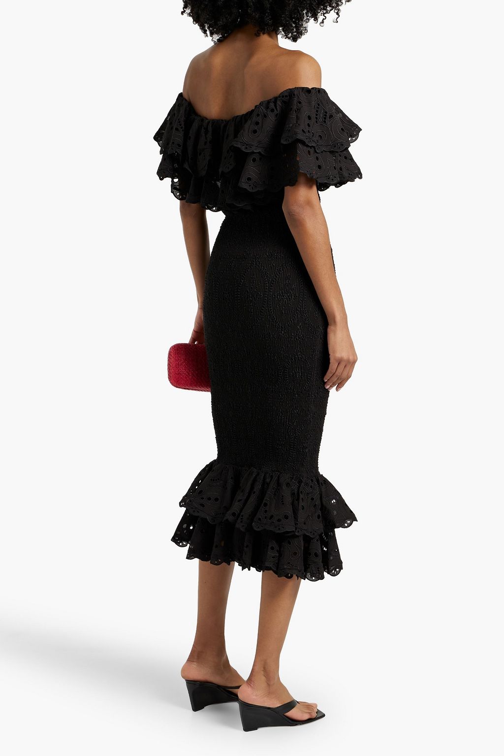 CHARO RUIZ IBIZA Luisa off-the-shoulder broderie anglaise cotton-blend midi dress