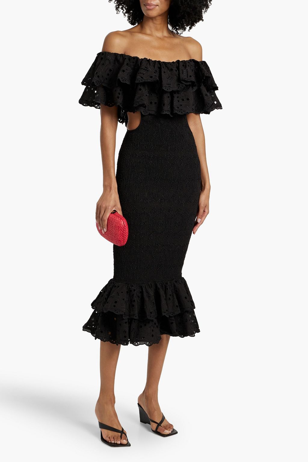 CHARO RUIZ IBIZA Luisa off-the-shoulder broderie anglaise cotton-blend midi dress