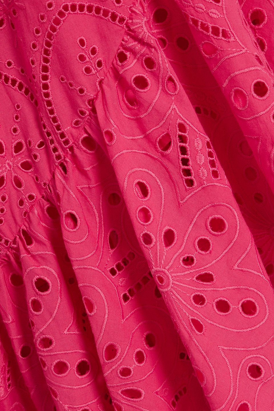 Charo Ruiz Tatyana Ruffled Broderie Anglaise Cotton-blend Midi Dress In Fuchsia