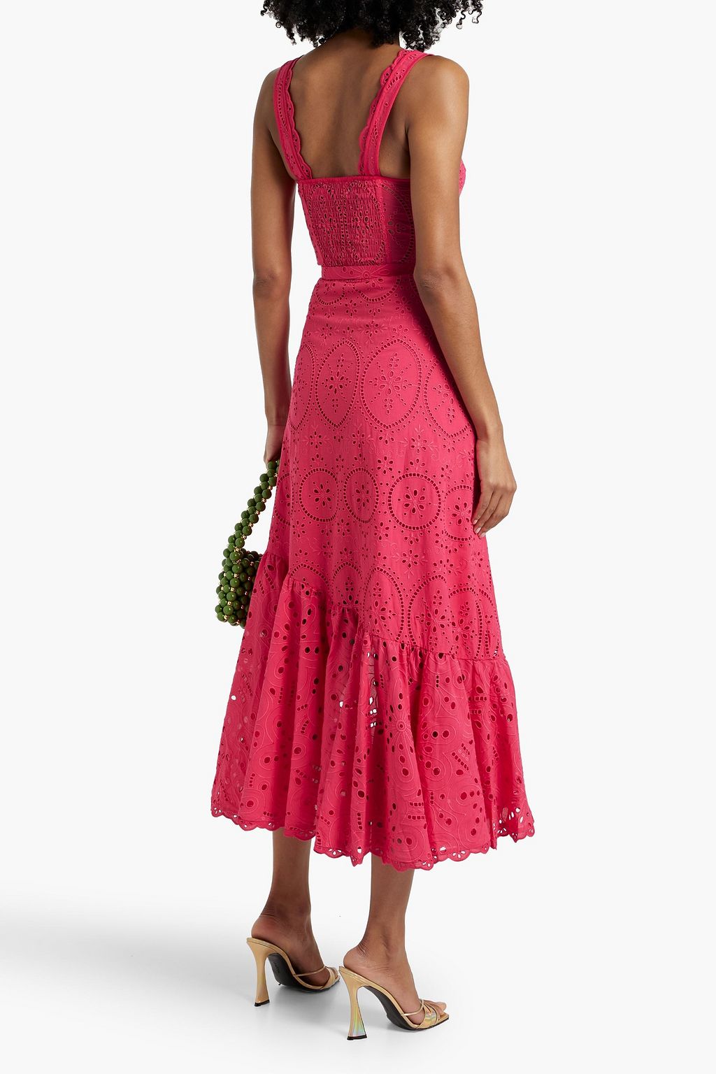 CHARO RUIZ IBIZA Tatyana belted ruffled broderie anglaise cotton-blend midi dress