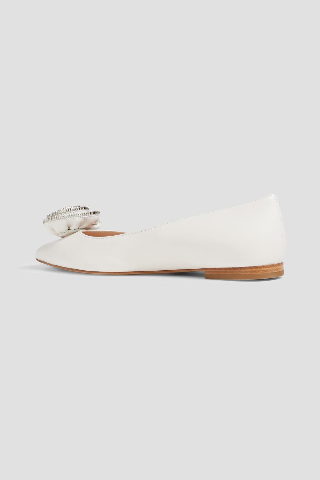 GIANVITO ROSSI Karina floral-appliquéd leather point-toe flats