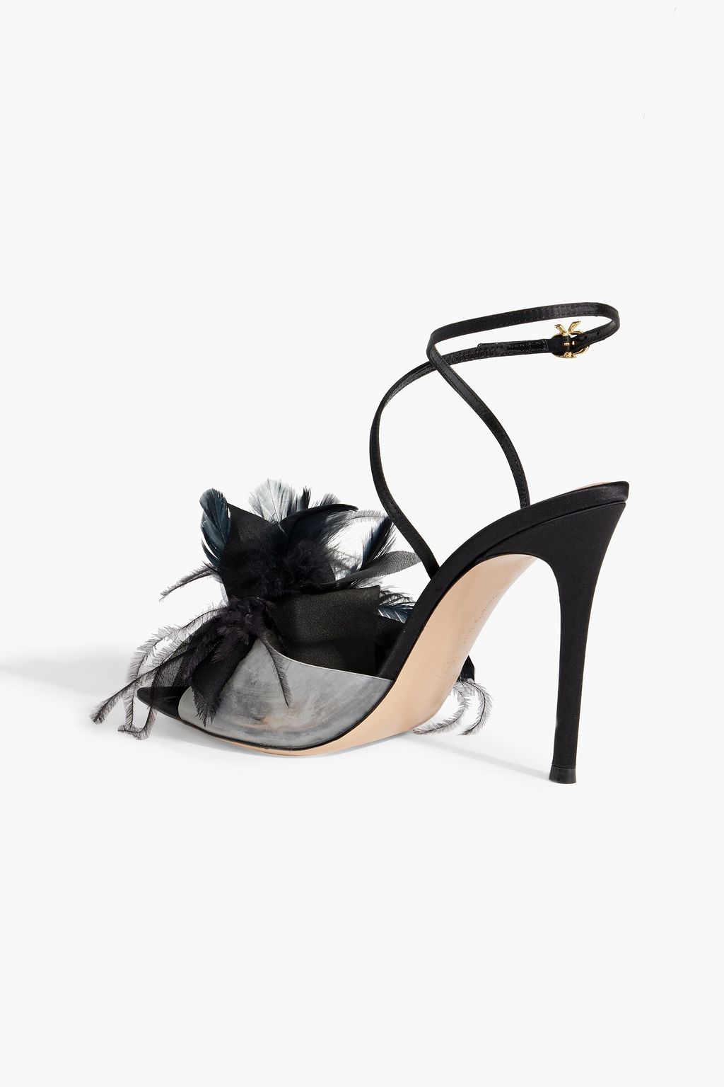 GIANVITO ROSSI Ynez embellished satin and PVC sandals