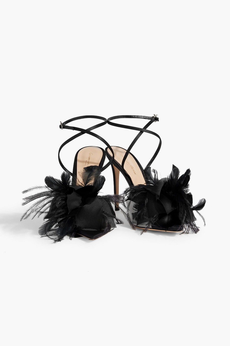 Gianvito Rossi Ynez 105mm Feather-embellished Sandals In Black