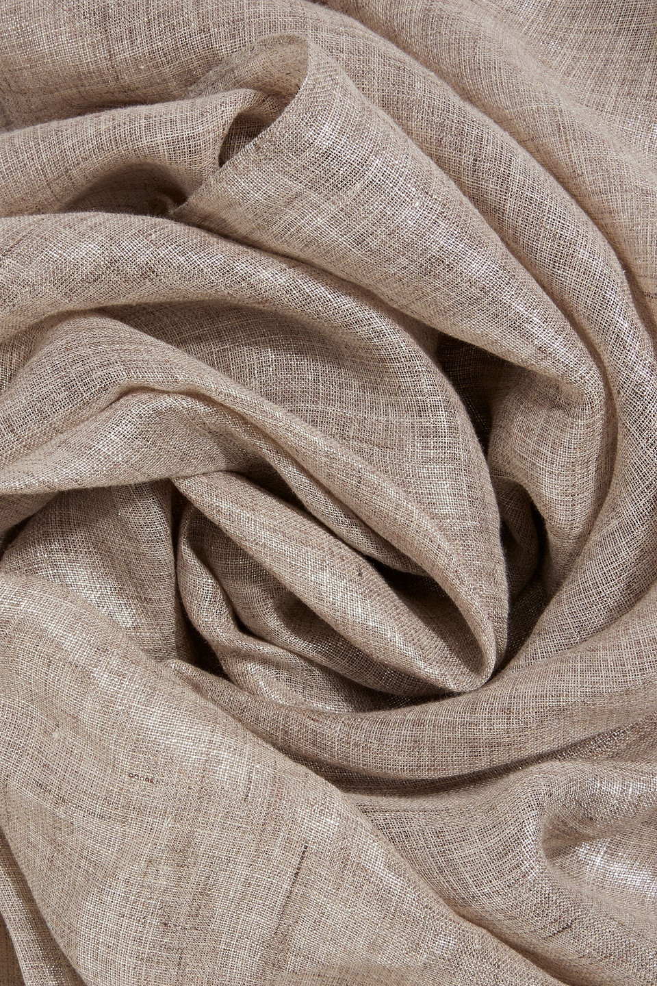 Brunello Cucinelli Metallic Linen-gauze Scarf In Mushroom