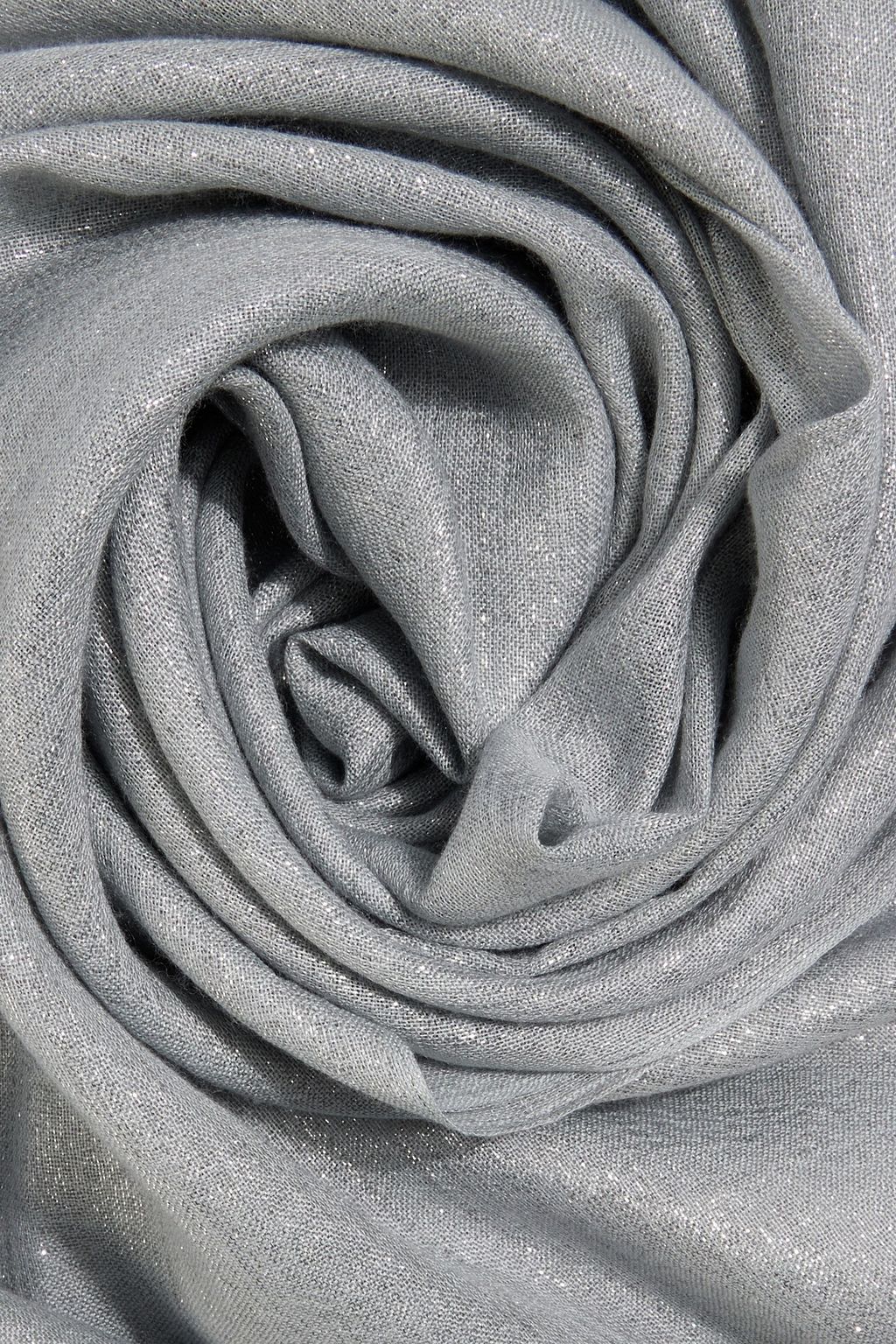 BRUNELLO CUCINELLI Frayed metallic cashmere-blend gauze scarf