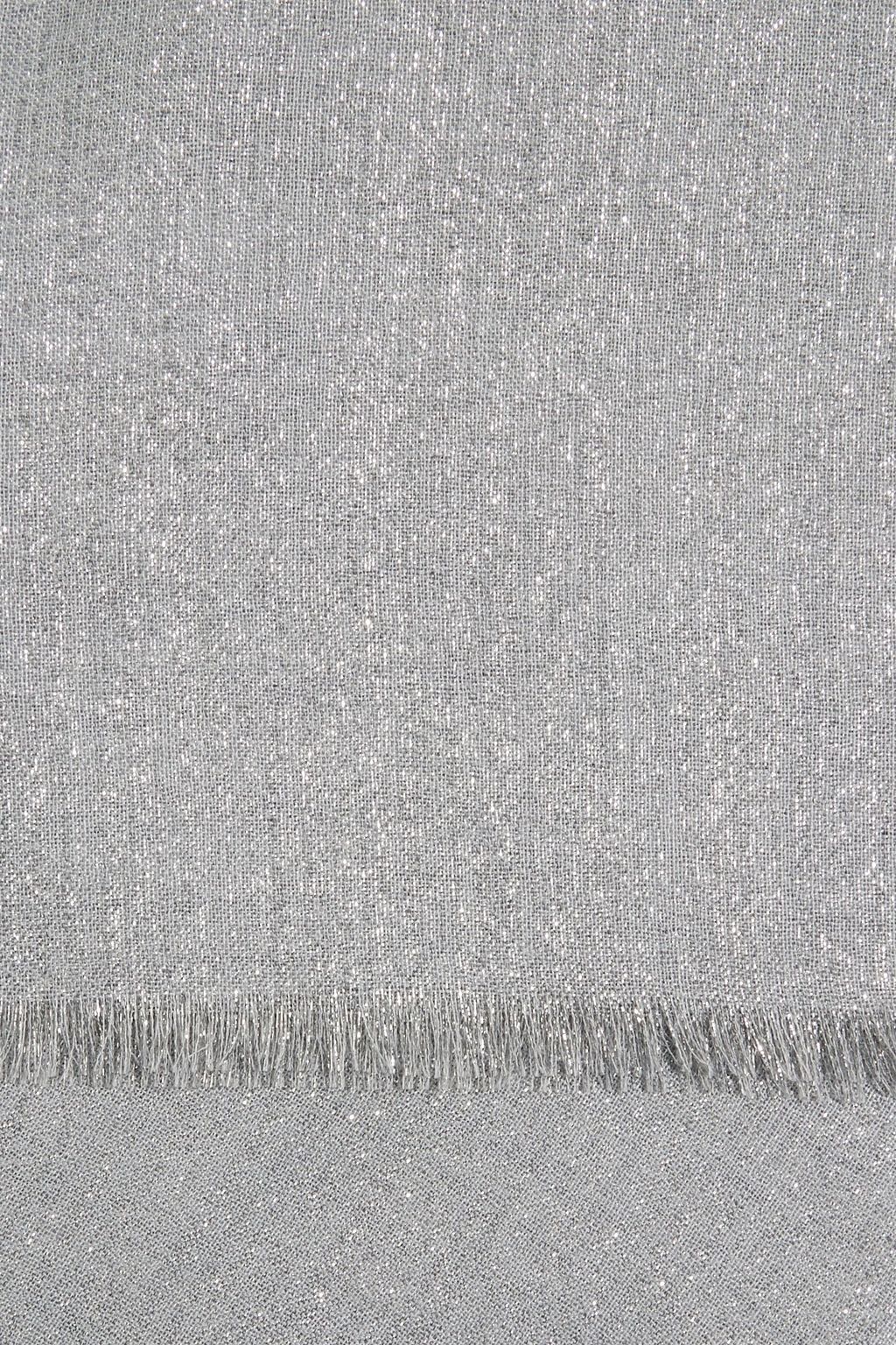 BRUNELLO CUCINELLI Frayed metallic cashmere-blend gauze scarf